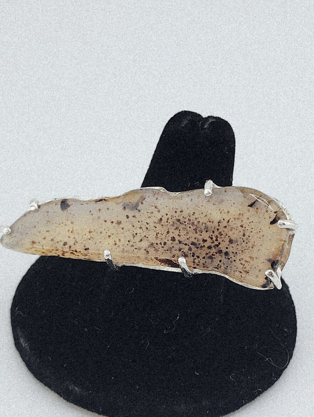 DENDRITIC GEMSTONE RING STATEMENT DESIGN HANDMADE RECYCLED STERLING SILVER 7.5 - Picture 7 of 16